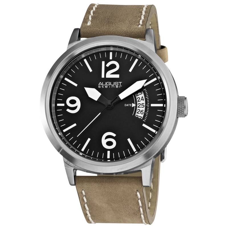 August Steiner Bright Men's Round Quartz White Watch