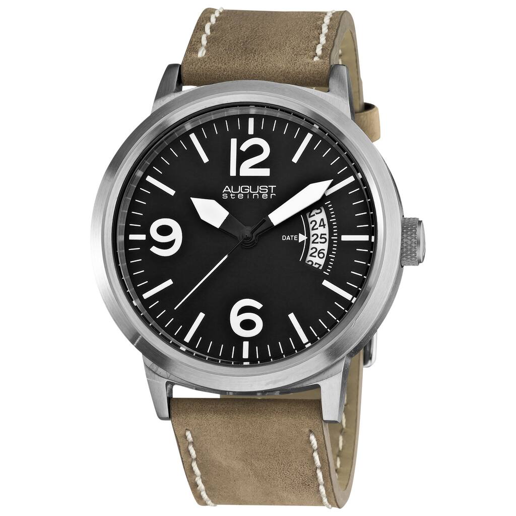 August Steiner Bright Men's Round Quartz White Watch