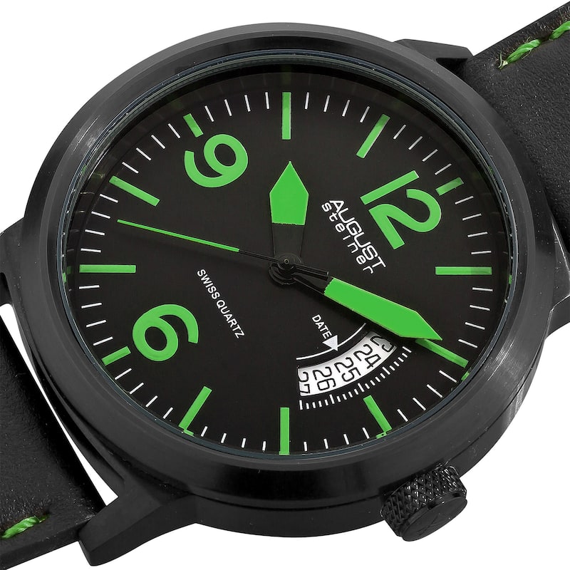 August Steiner Bright Men's Stainless Steel Quartz Green Watch