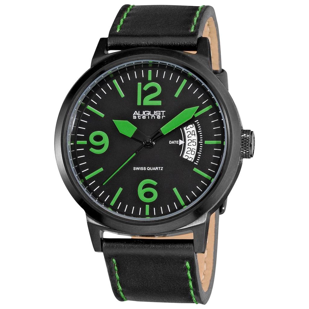 August Steiner Bright Men's Stainless Steel Quartz Green Watch