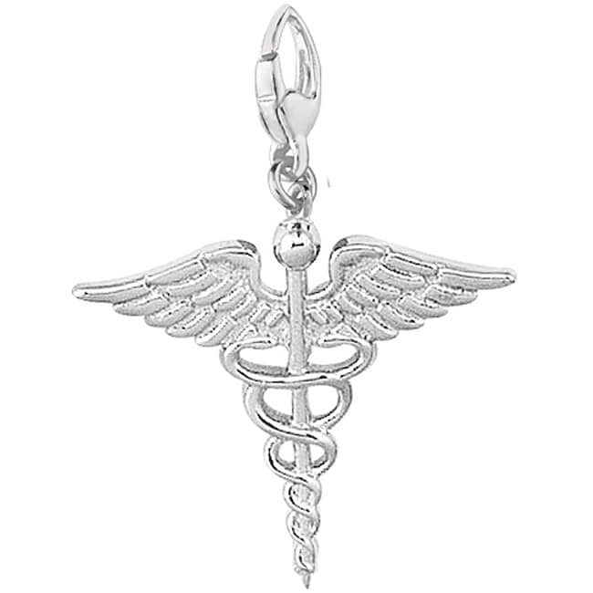 Sterling Silver Caduceus Medical Symbol Charm - 11518957 - Overstock ...