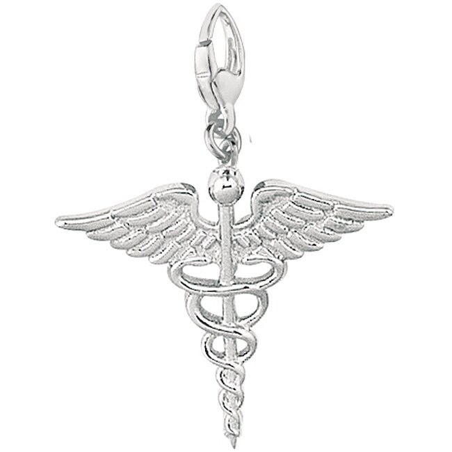 Sterling Silver Caduceus Medical Symbol Charm - 11518957 - Overstock ...