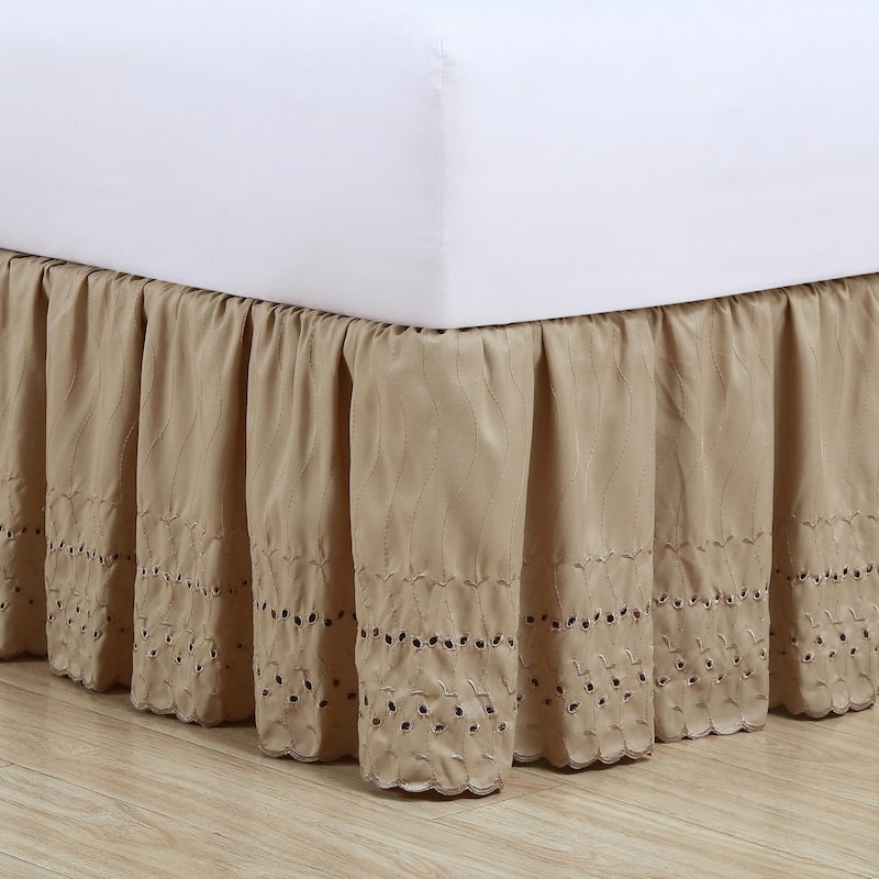 Fresh Ideas Lauren Heirloom Ruffled Eyelet 14-inch Drop Bedskirt
