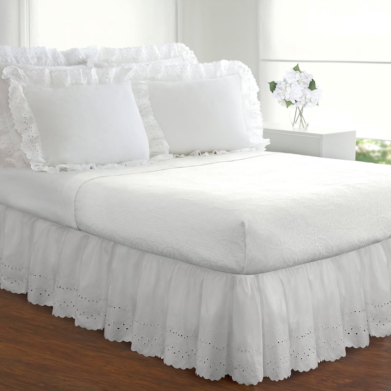 Fresh Ideas Lauren Heirloom Ruffled Eyelet 14-inch Drop Bedskirt