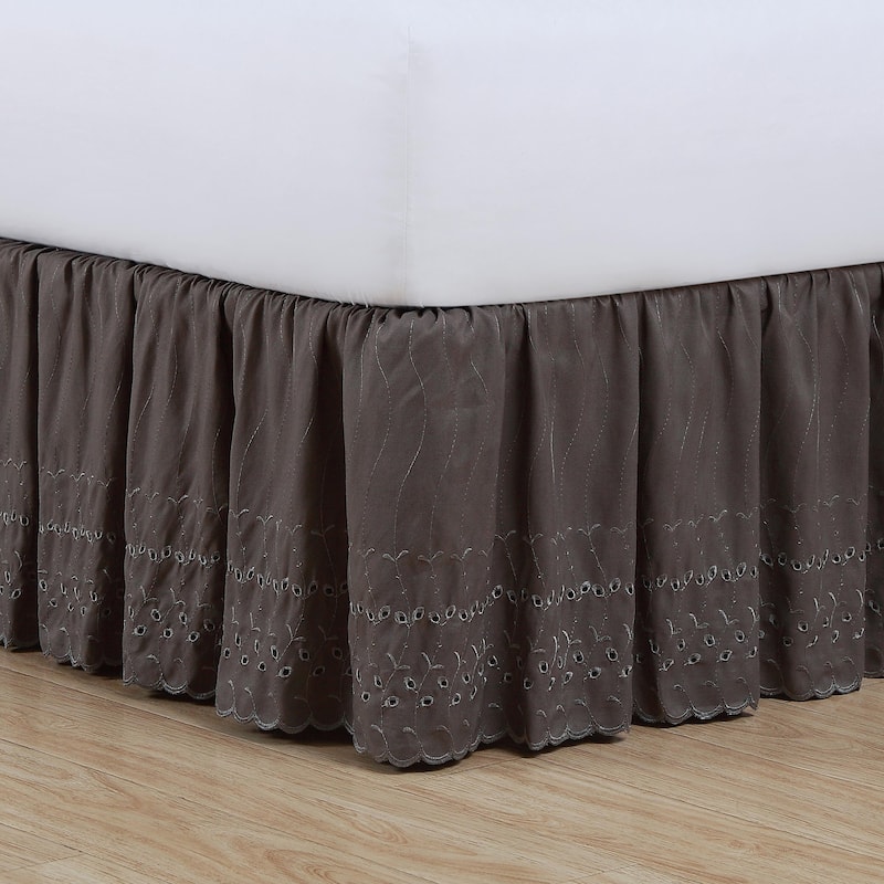 Fresh Ideas Lauren Heirloom Ruffled Eyelet 14-inch Drop Bedskirt