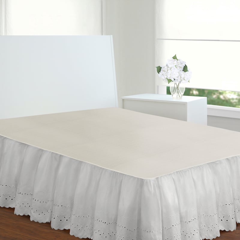 Fresh Ideas Lauren Heirloom Ruffled Eyelet 14-inch Drop Bedskirt - Twin - White