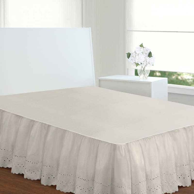 Fresh Ideas Lauren Heirloom Ruffled Eyelet 14-inch Drop Bedskirt - Full - Ivory