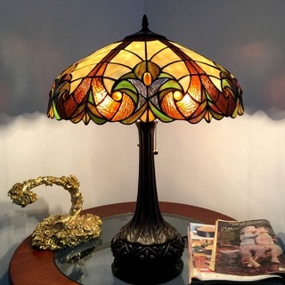 Tiffany Style 2 Light Vintage Table authentic Lamp - 24 inch Tall