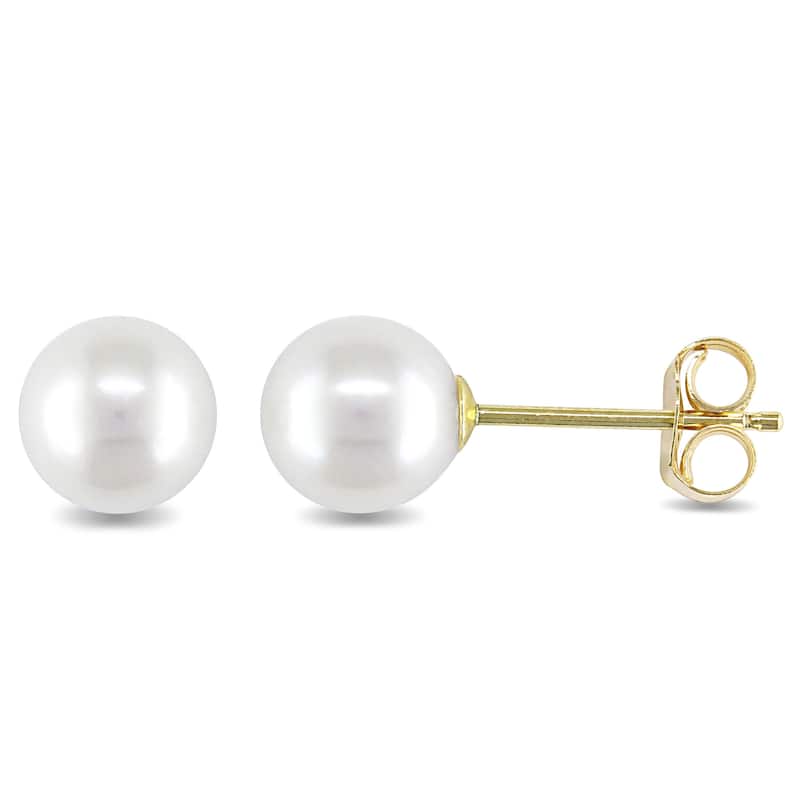 Miadora 14k Yellow Gold Cultured Freshwater Pearl Stud Earrings (6-6.5 mm)