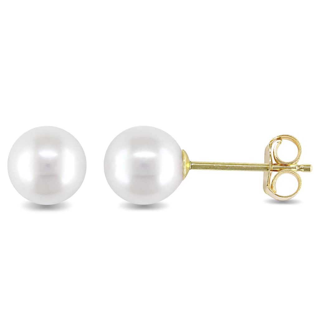 Miadora 14k Yellow Gold Cultured Freshwater Pearl Stud Earrings (6-6.5 mm)