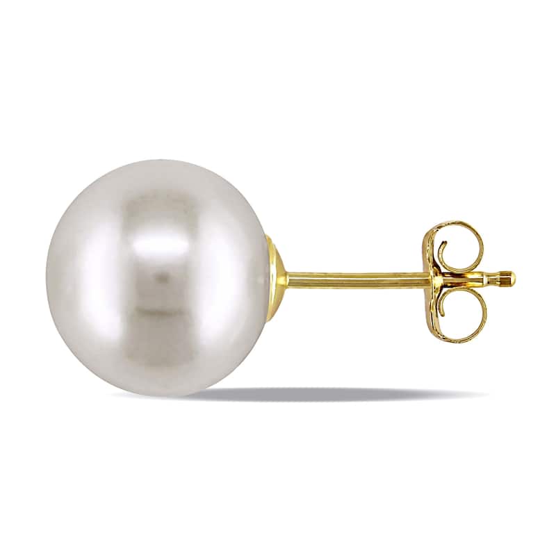 Miadora 14k Yellow Gold White Cultured Freshwater Pearl Stud Earrings (8-8.5 mm)