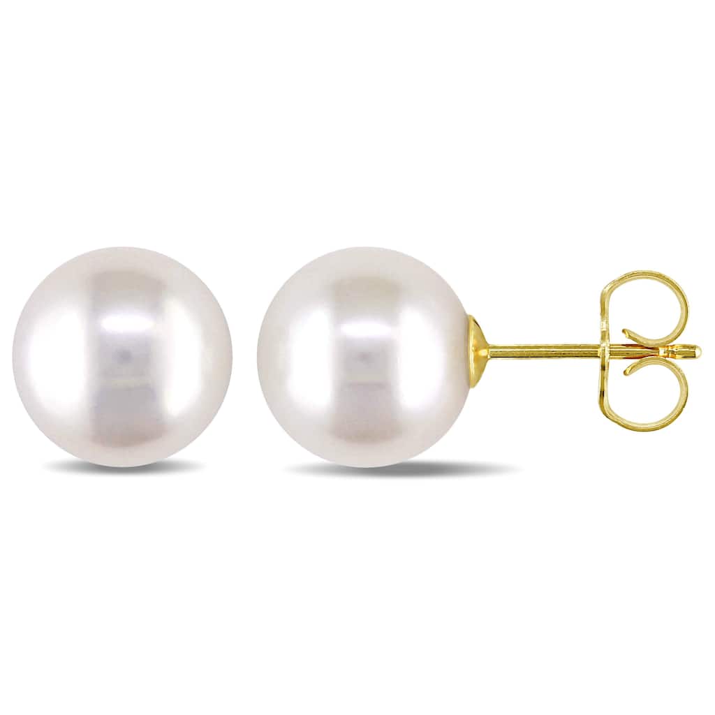 Miadora 14k Yellow Gold Cultured Freshwater Pearl Stud Earrings (9-10 mm)