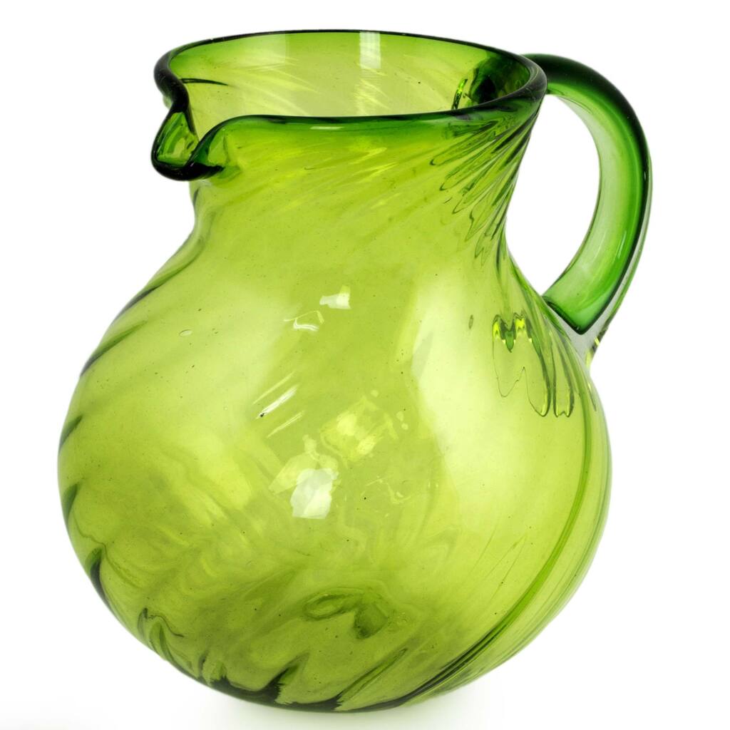 Handmade Blown Glass 'Lemon Sorbet' Pitcher (Mexico)