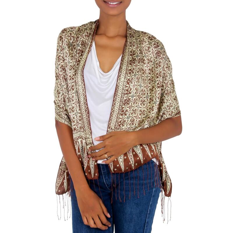 Silk 'Budding Jasmine' Batik Scarf