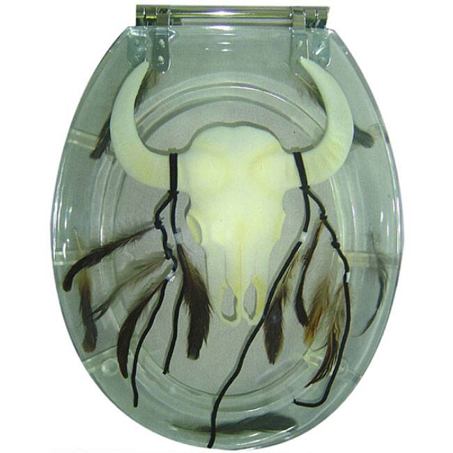 Decorative Polyresin Toilet Seat with Steer Head Skull