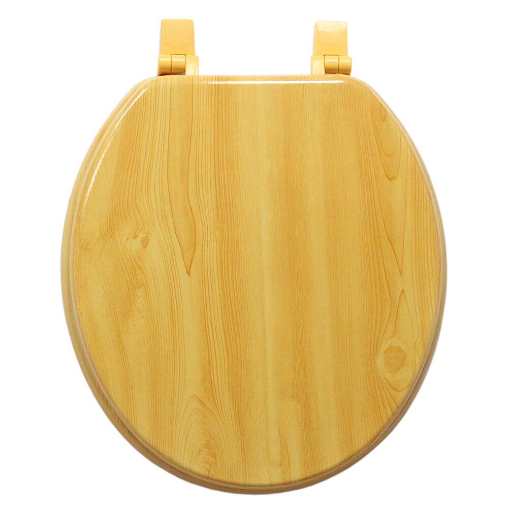 Light Wood Grain Molded Wood Solid Toilet Seat