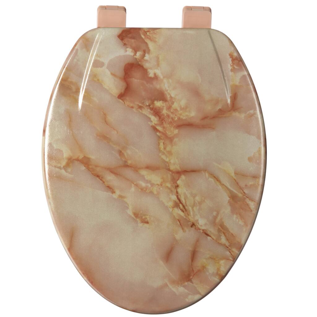 Trimmer Marblized Molded Wood Elongated Toilet Seat