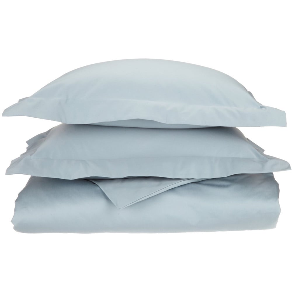 None Egyptian Cotton 1200 Thread Count 3 piece Duvet Cover Set Blue Size California King