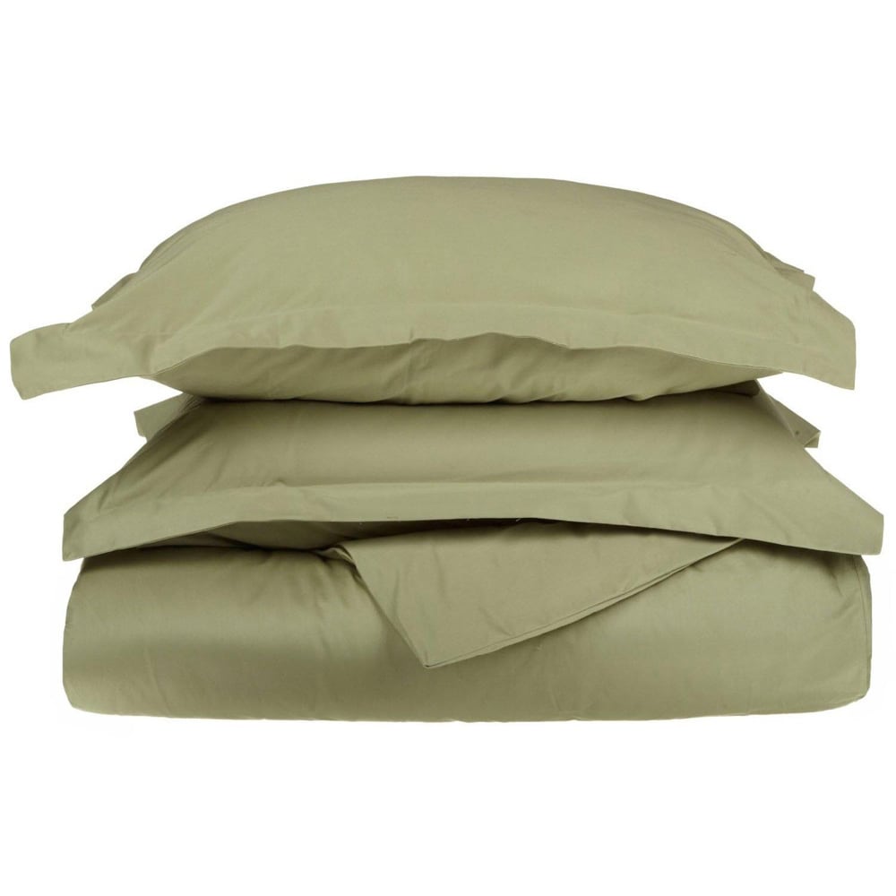 None Egyptian Cotton 1200 Thread Count 3 piece Duvet Cover Set Green Size California King