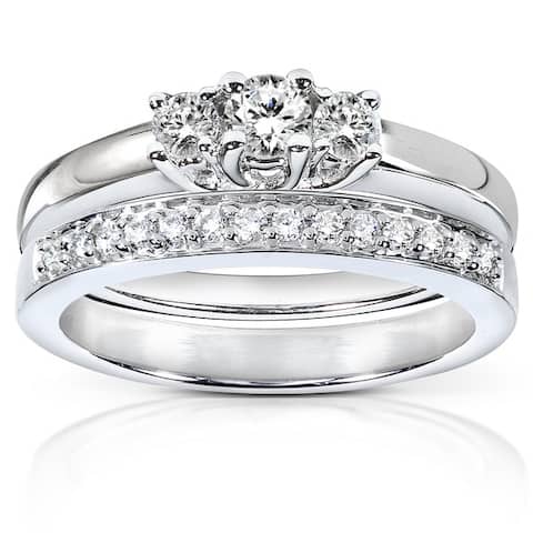 Annello by Kobelli 14k Gold 3/8ct TDW Diamond Bridal Rings Set