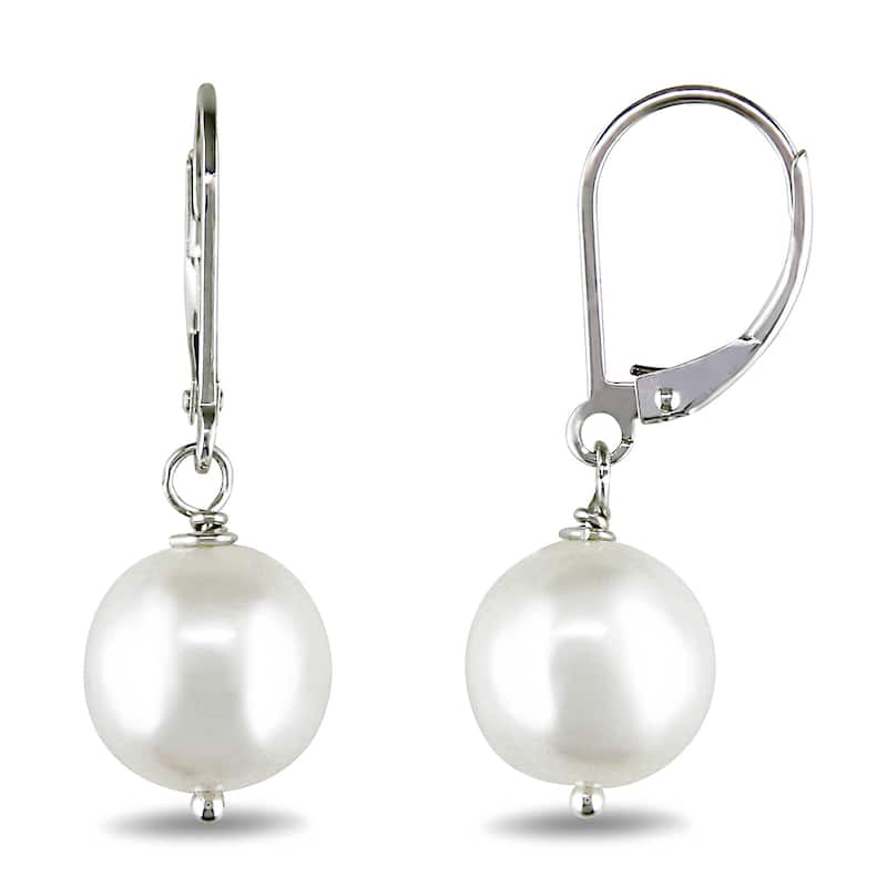 Miadora Silver Freshwater Pearl Earrings (10-11 mm)