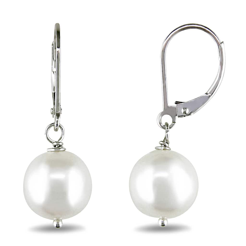 Miadora Silver Freshwater Pearl Earrings (10-11 mm)