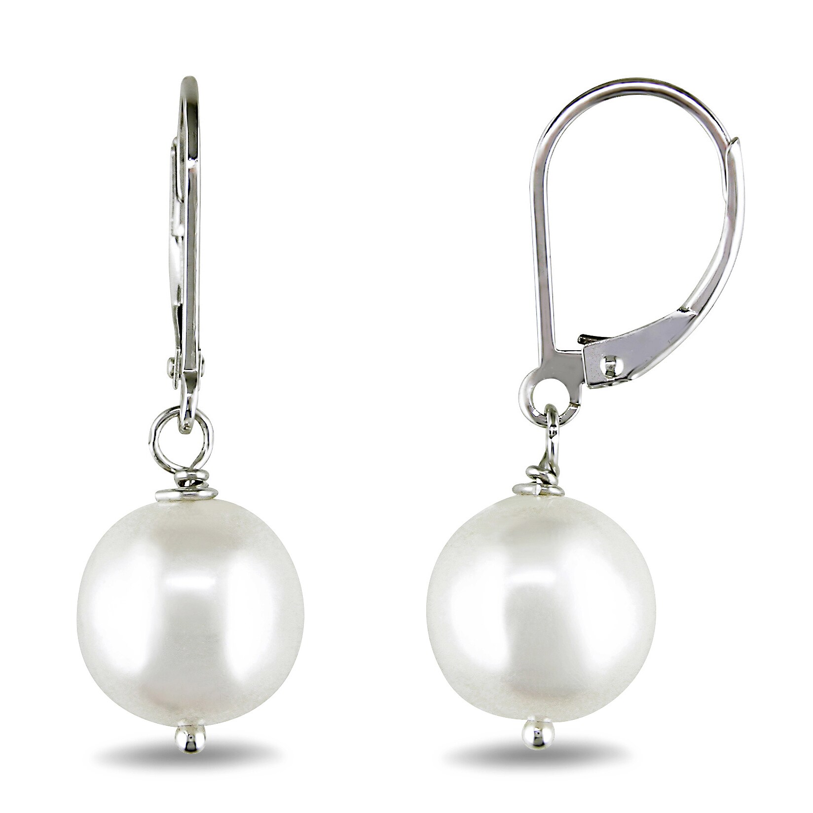 Shop Miadora Silver Freshwater Pearl Earrings (10-11 mm) - On Sale ...