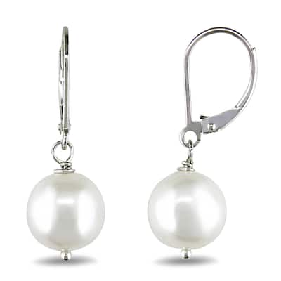 Miadora Silver Freshwater Pearl Earrings (10-11 mm)
