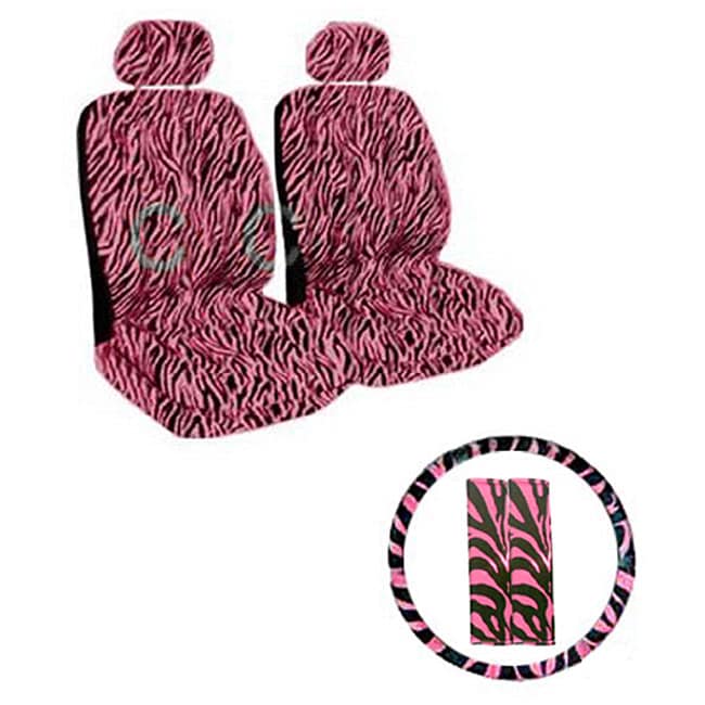 Black/ Pink Zebra Print 7piece Car Accessories Se Free Shipping On