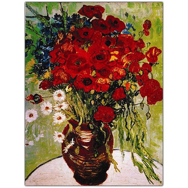 Vincent Van Gogh 'Daisies and Poppies' Canvas Art