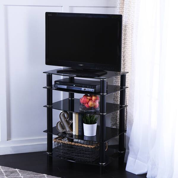 DISCO Black Glass Component Media Stand