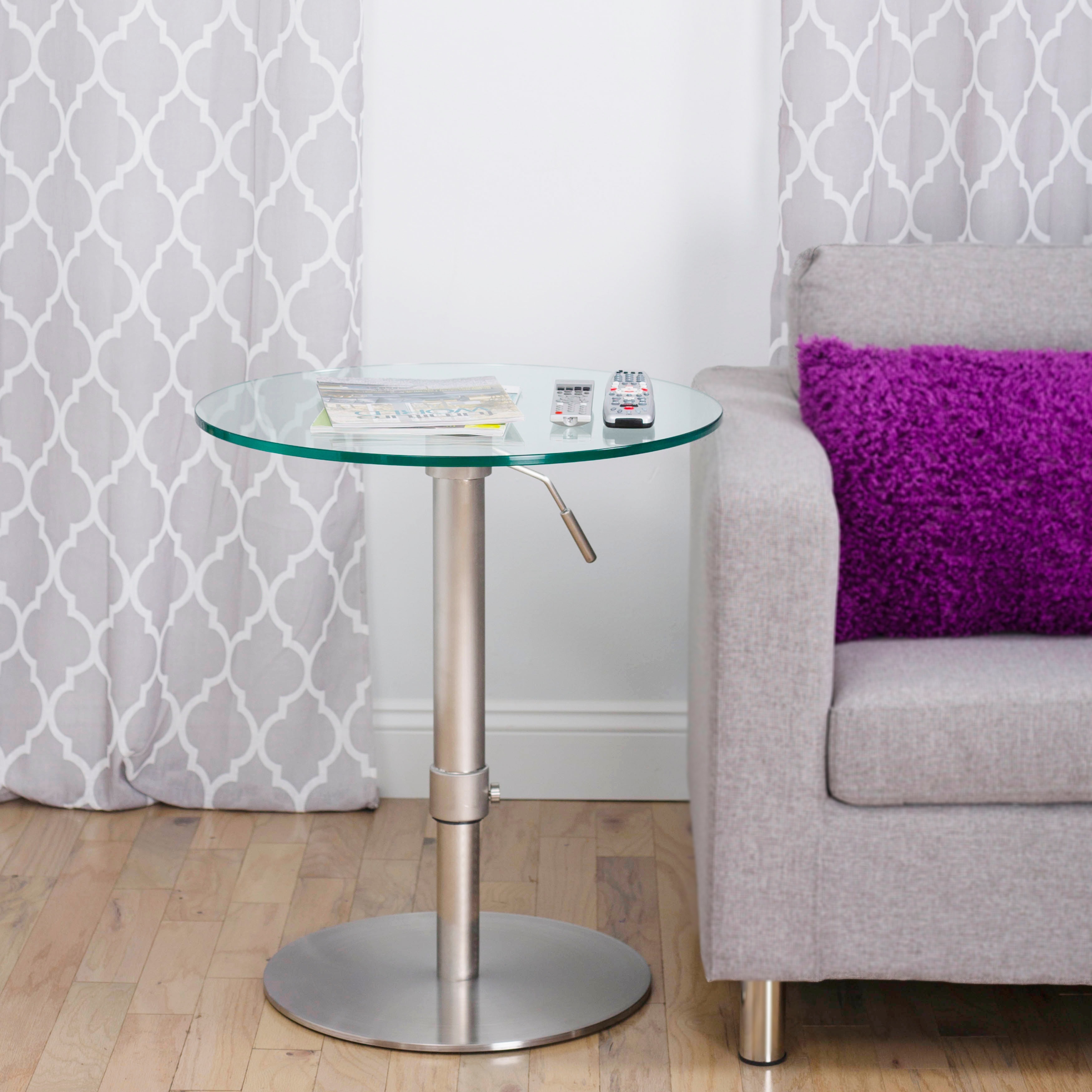 Shop Krib Round Glass Adjustable Height Pub Table Free Shipping Today