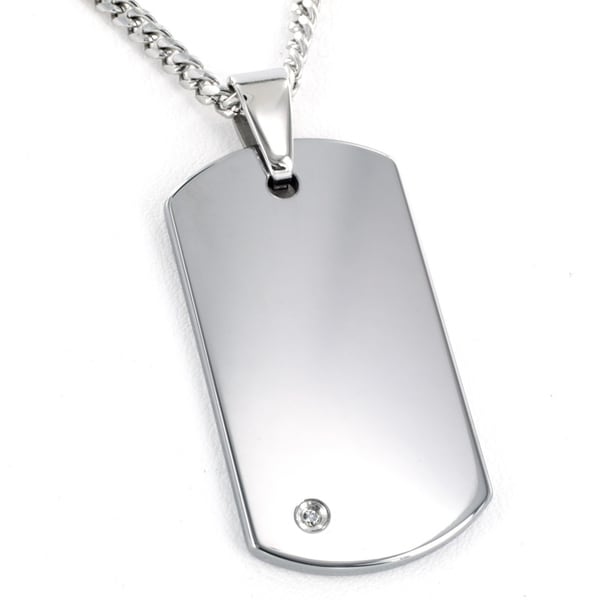 Crucible Tungsten Carbide Diamond Accent Dog Tag Necklace. Opens flyout.