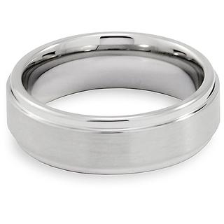 Men's Tungsten Brushed and Polished Ridged Band (7 mm) | Overstock.com ...