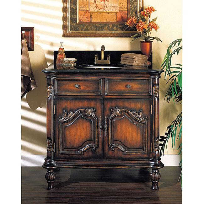 Furniture of America Antique Franciscan-inspired Vanity with Faucet - Black/White