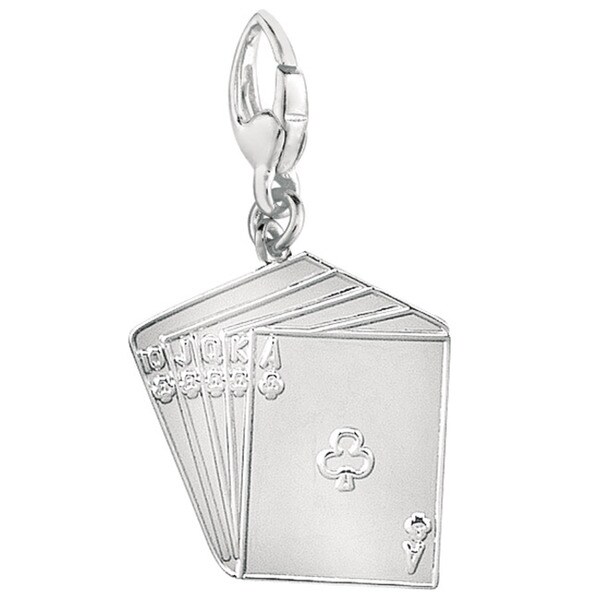 Sterling Silver Club Straight Flush Charm