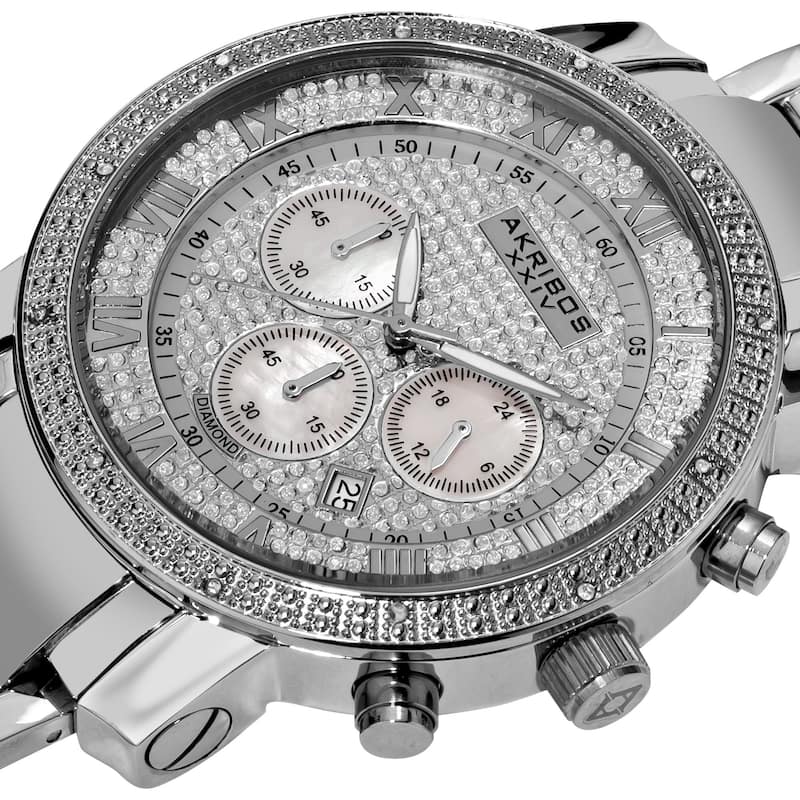 Akribos XXIV Men's Diamond Accent Quartz Chronograph Bracelet Watch