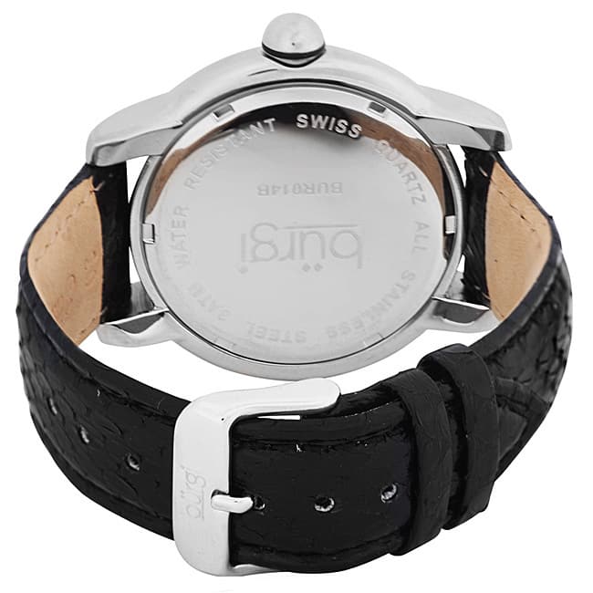 Burgi Women's Diamond Quartz Date Watch, Black Strap