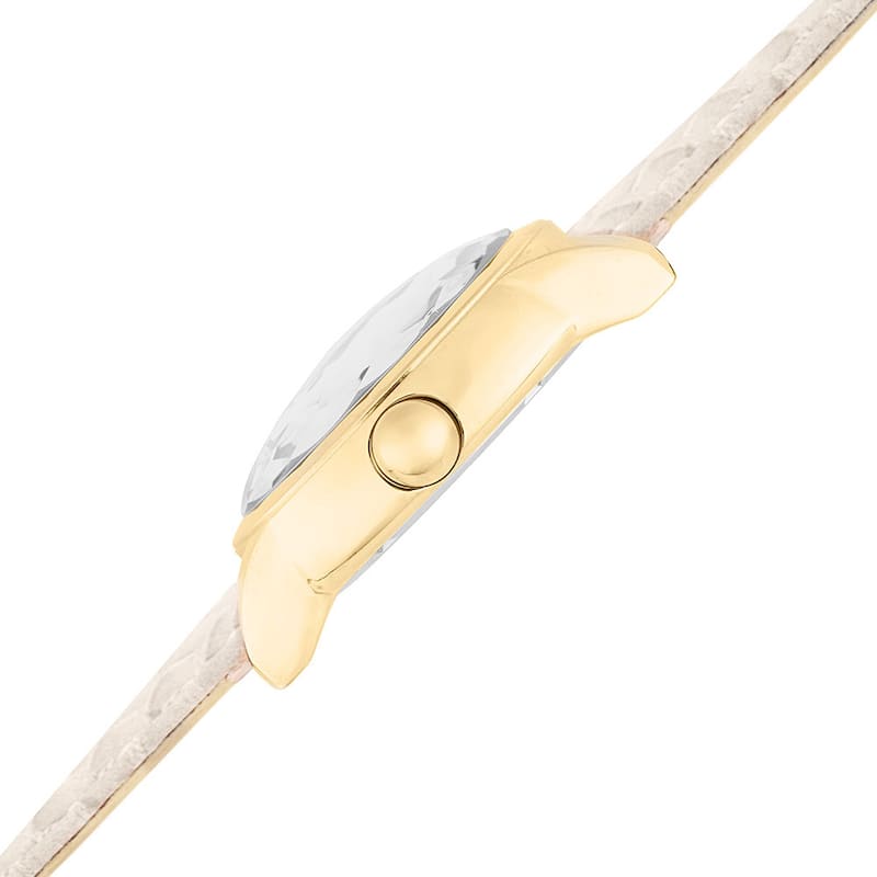 Burgi Women's Diamond Quartz Date Watch, White Strap