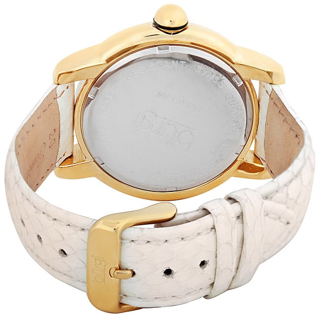 Burgi Women's Diamond Quartz Date Watch, White Strap