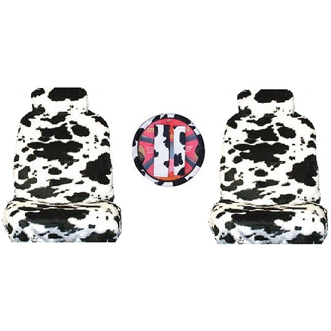 Cow Print 7 piece Car Accessories Set