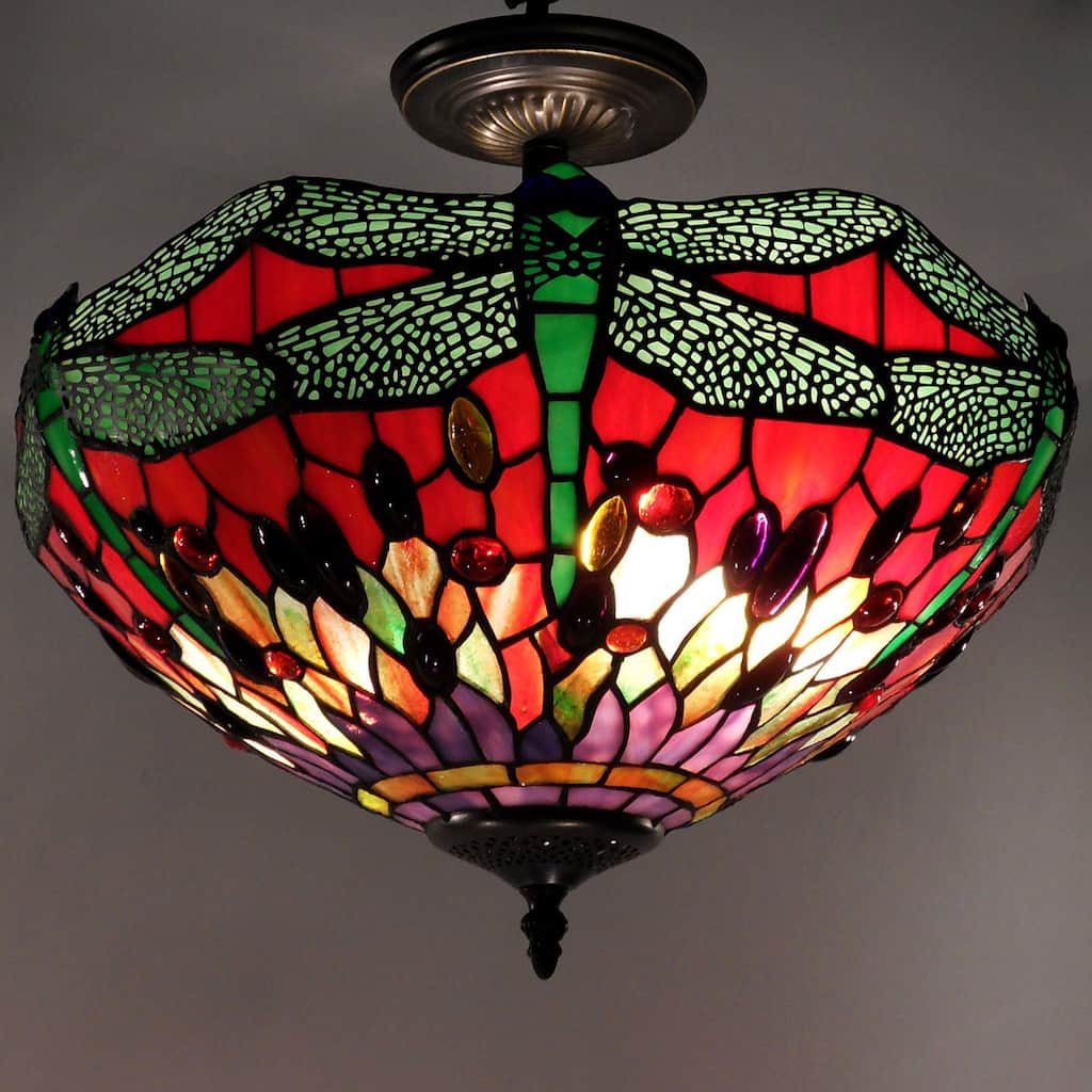 Tiffany-style Dragonfly Ceiling Lamp