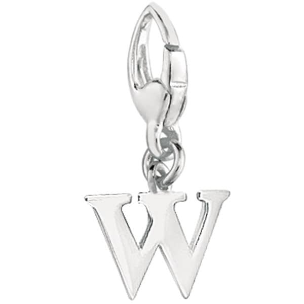 Sterling Silver Initial 'W' Charm Silver Charms