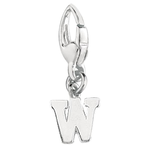 Sterling Silver Initial 'W' Charm Silver Charms