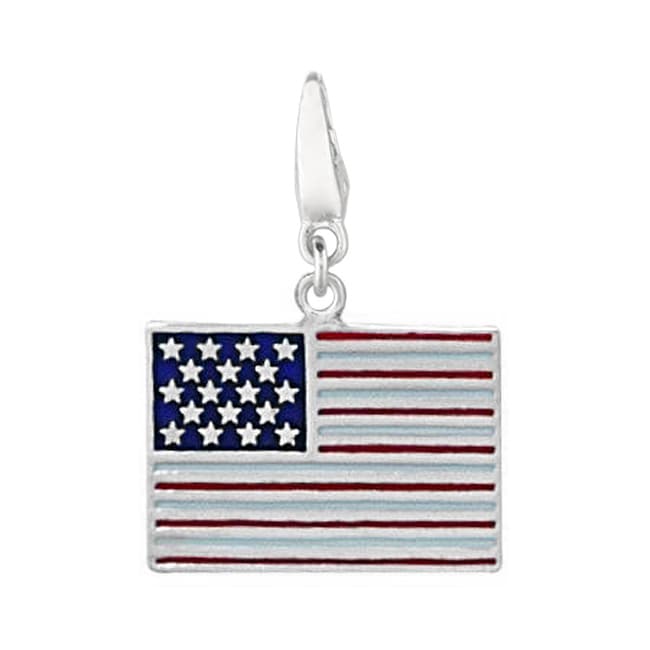 Shop Sterling Silver Enamel American Flag Charm - Free Shipping On ...