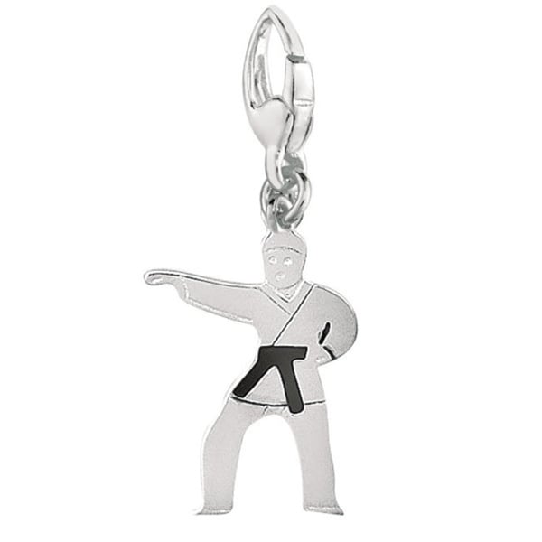 Fine Sterling Silver Karate Martial Arts Pendant Necklace