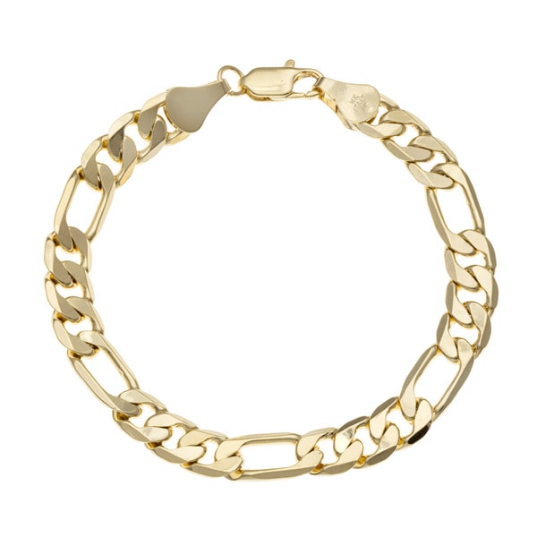 Simon Frank 14k Yellow Gold Overlay 8 inch Figaro Chain Bracelet Simon Frank Men's Bracelets