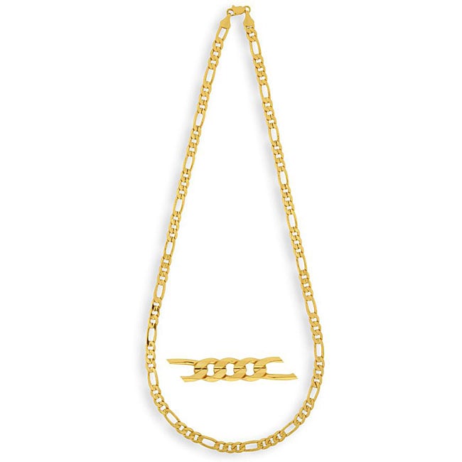 Simon Frank Gold Overlay 6mm Figaro Necklace (24-inch)