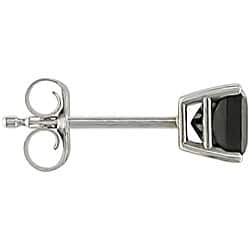 Miadora 14k Gold 3/4ct TDW Princess Black Diamond Earrings