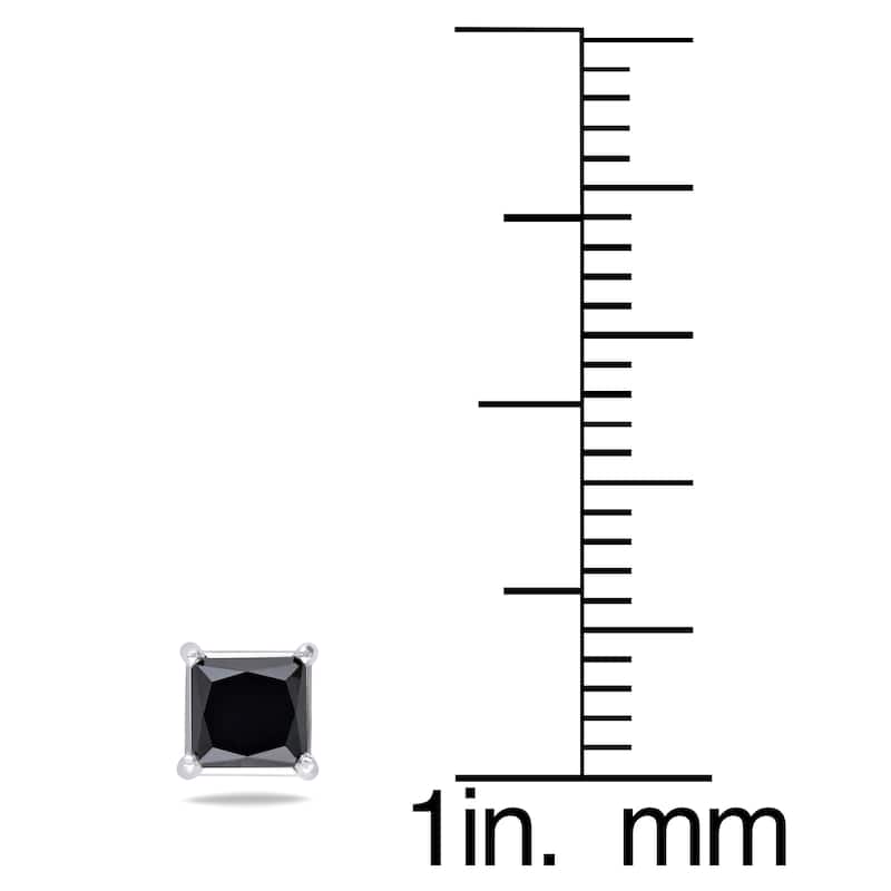Miadora 14k Gold 1ct TDW Princess Black Diamond Stud Earrings